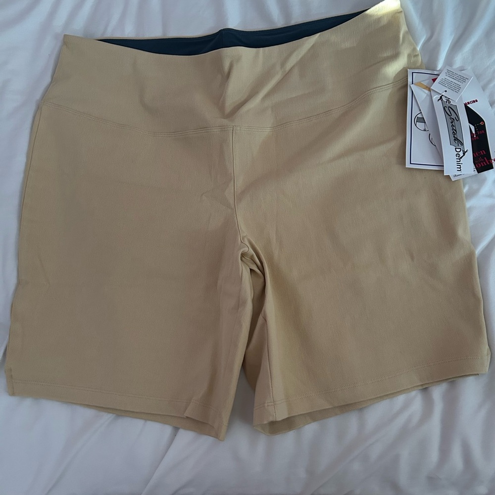Women with Control High Waist Tan Shorts